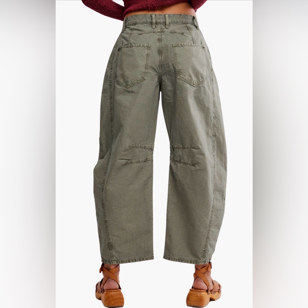 Free People Olive Green Wide-Leg Pants - Picture 2 of 6
